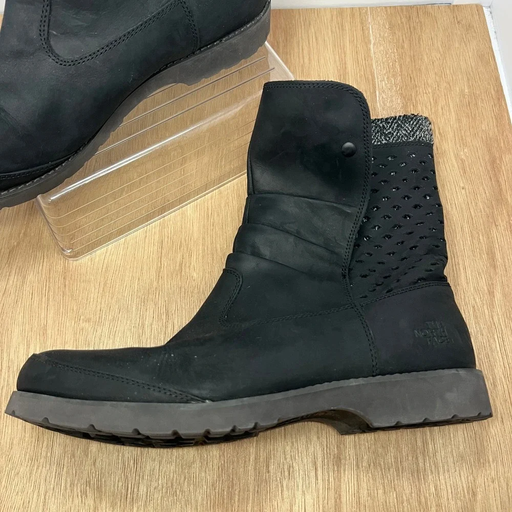 The North Face Ballad Tall Leather Boots Women Size 11 Black Slouchy CDK6 Winter